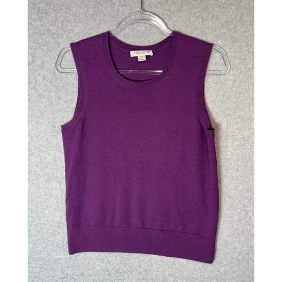Pendleton Petite Women's 100%‎ Wool Crew Neck Sweater Vest Size Medium Purple - Picture 1 of 8
